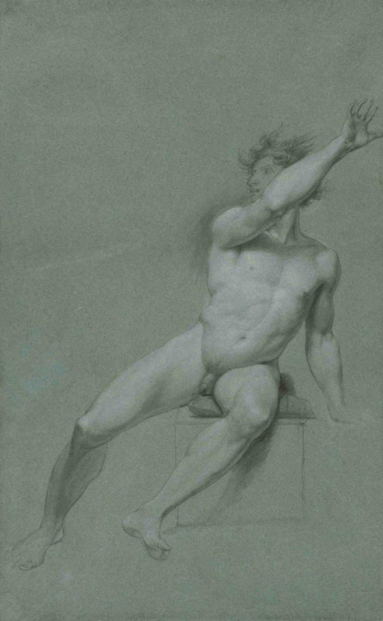 Sketch of a male nude- life study,Çıplak bir erkek taslağı- yaşam çalışması,John Trumbull,Taslak,Taslak