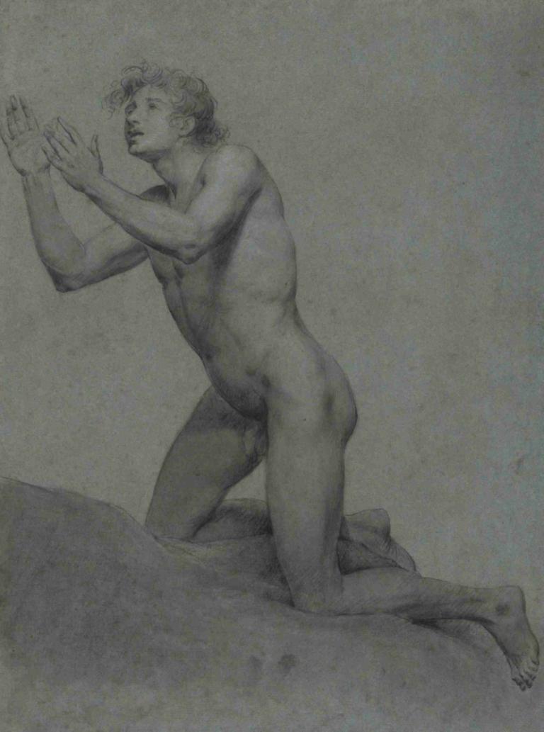 Sketch of a male nude- life study,Çıplak bir erkek taslağı- yaşam çalışması,John Trumbull,Taslak,Taslak