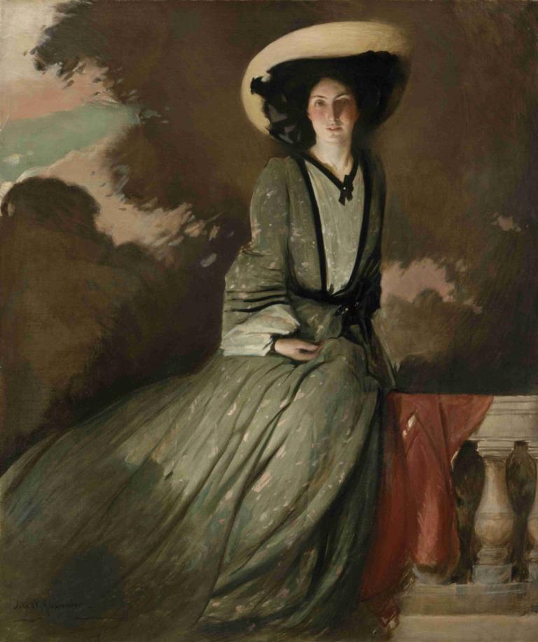 Portrait of Mrs. John White Alexander,John White Alexander,Oil Painting,Oil Painting, fine art parody, hat