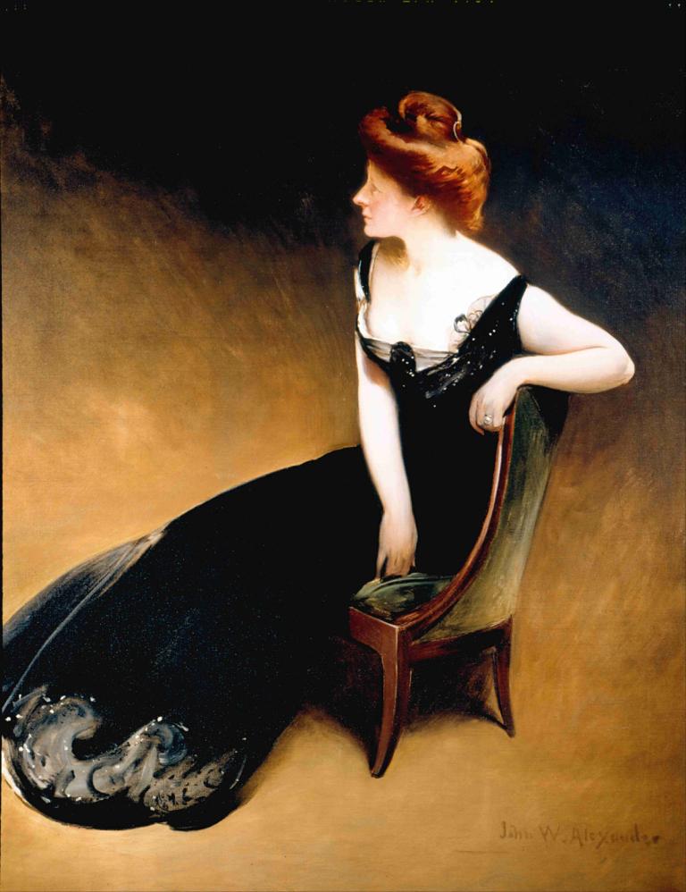 Portrait of Mrs. V, Mrs. Herman Duryea,V夫人の肖像、ハーマン・デュリア夫人,John White Alexander,ジョン・ホワイト・アレキサンダー,油絵,油絵, 1女の子