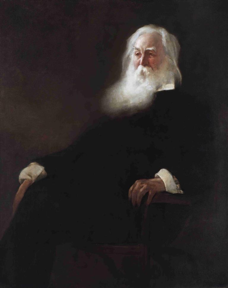 Walt Whitman,John White Alexander,Oil Painting,Oil Painting, 1boy, solo, male focus, facial hair, old