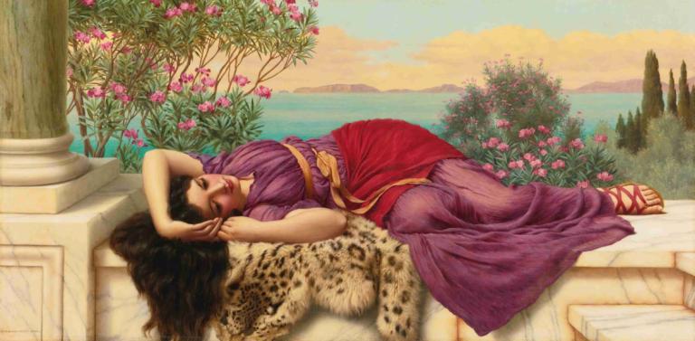 Dolce Far Niente,John William Godward,Ελαιογραφία,Ελαιογραφία, παρωδία καλών τεχνών, 1 κορίτσι, μονοφωνία