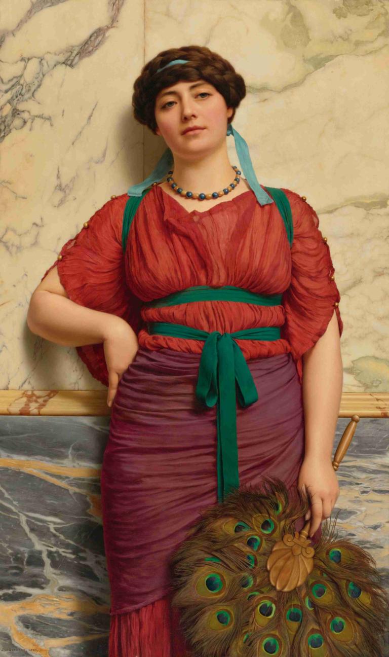 Eurypyle,John William Godward,Obraz olejny,Obraz olejny, 1 dziewczyna, parodia sztuki, biżuteria, solo