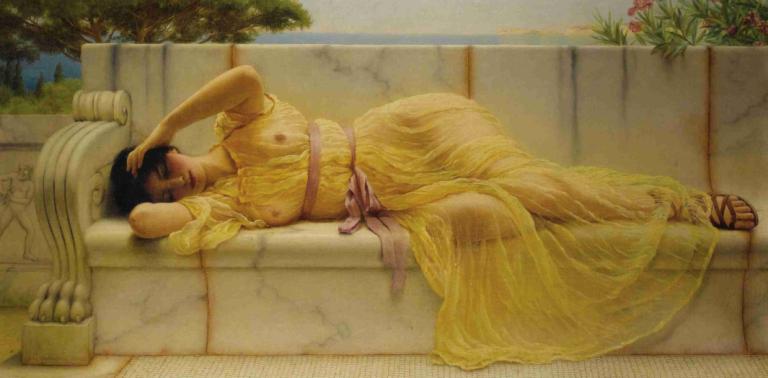 Girl in Yellow Drapery,Κορίτσι με κίτρινη κουρτίνα,John William Godward,Ελαιογραφία,Ελαιογραφία, 1 αγόρι