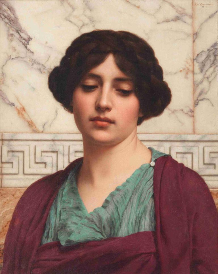 Stesicrate,Chất béo cứng.,John William Godward,John William Goldward.,Tranh sơn dầu,Tranh sơn dầu, 1 cô gái