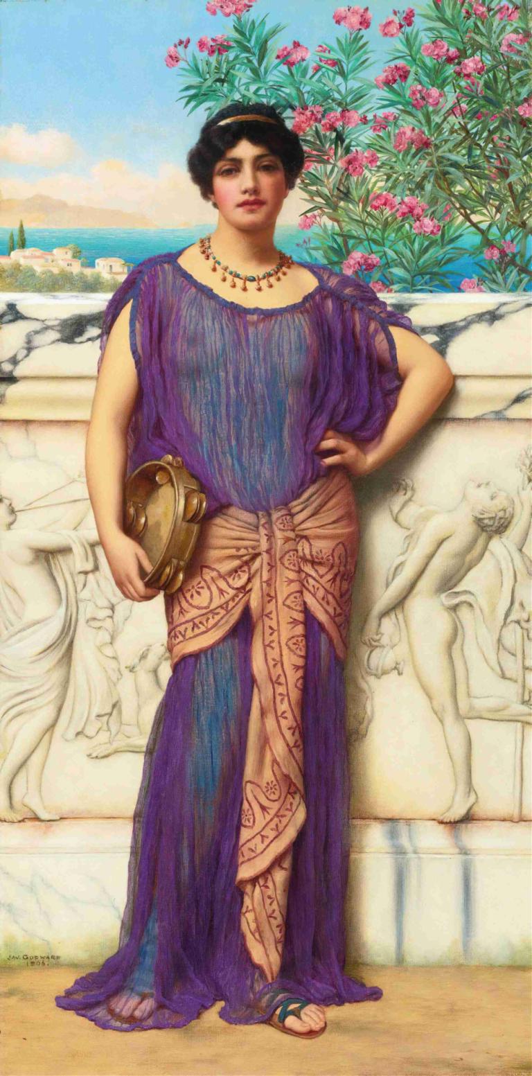 The Tambourine Girl,"Cô gái trống tay",John William Godward,John William Goldward.,Tranh sơn dầu