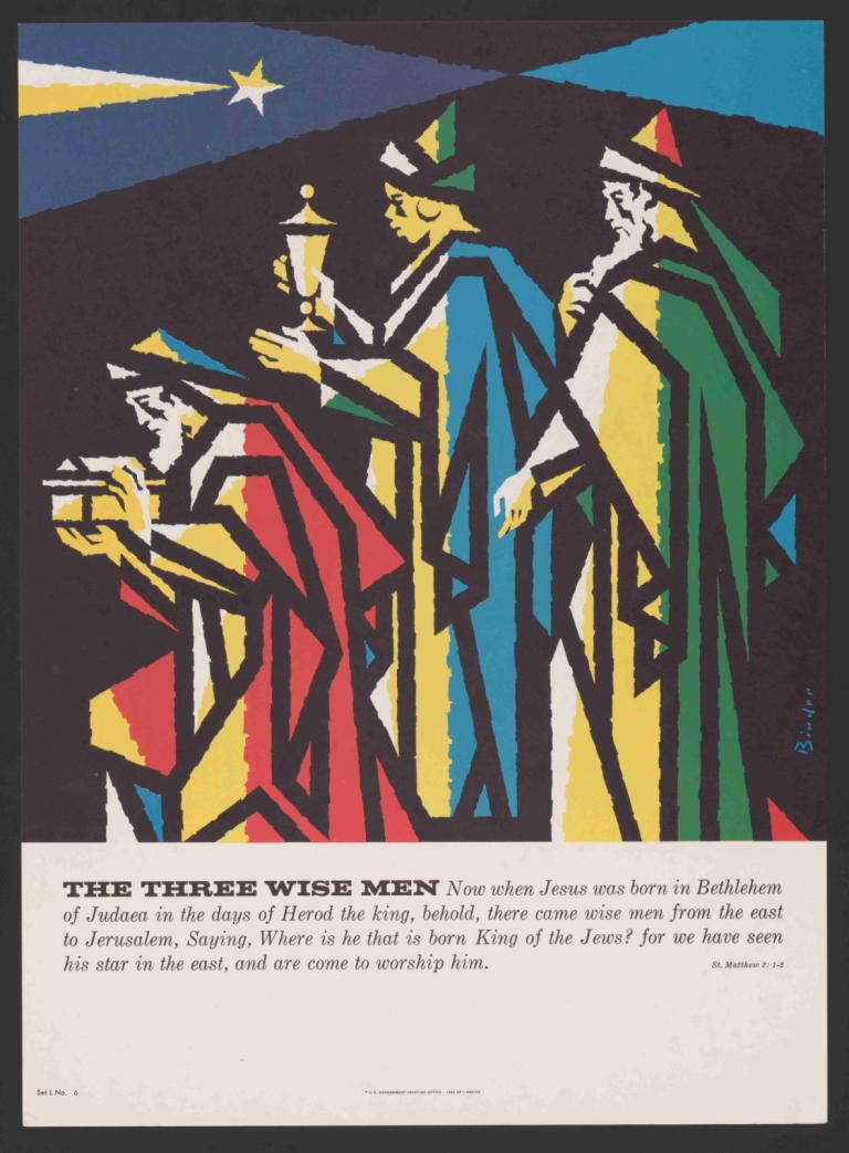 The three wise men,Tři mudrci,Joseph Binder,Josef Binder,Ilustrace,Ilustrace, více chlapců, anglický text