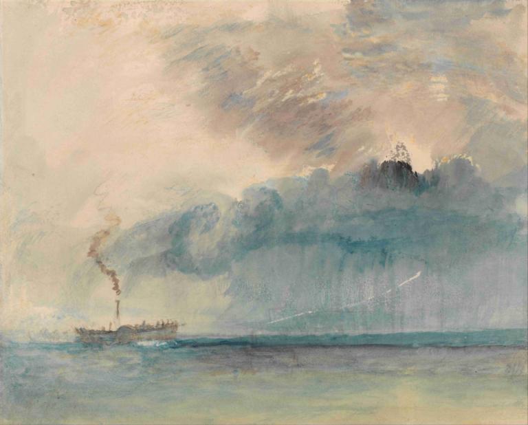 A Paddle-steamer in a Storm,Joseph Mallord William Turner,Oil Painting,Oil Painting, no humans, scenery