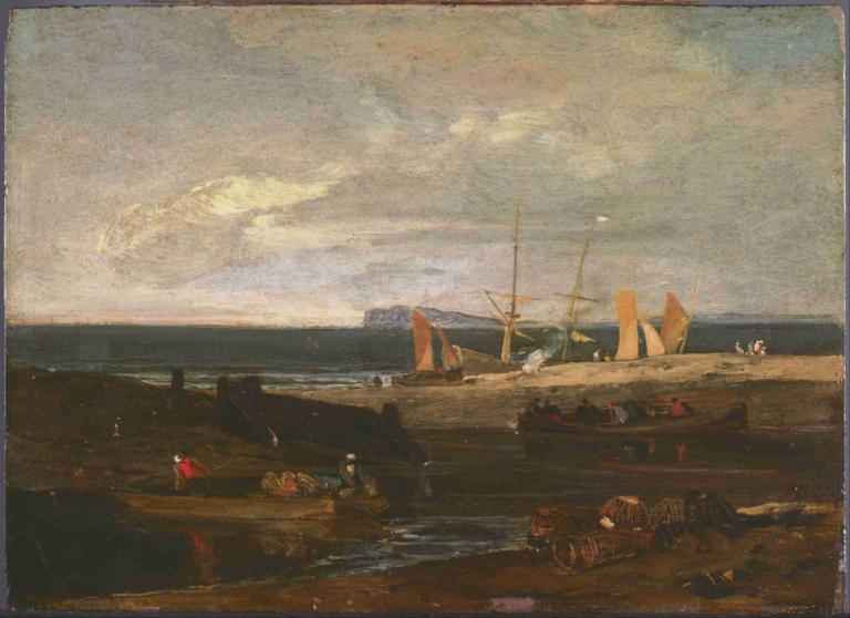 A Scene on the English Coast,Joseph Mallord William Turner,Oil Painting,Oil Painting, watercraft, outdoors