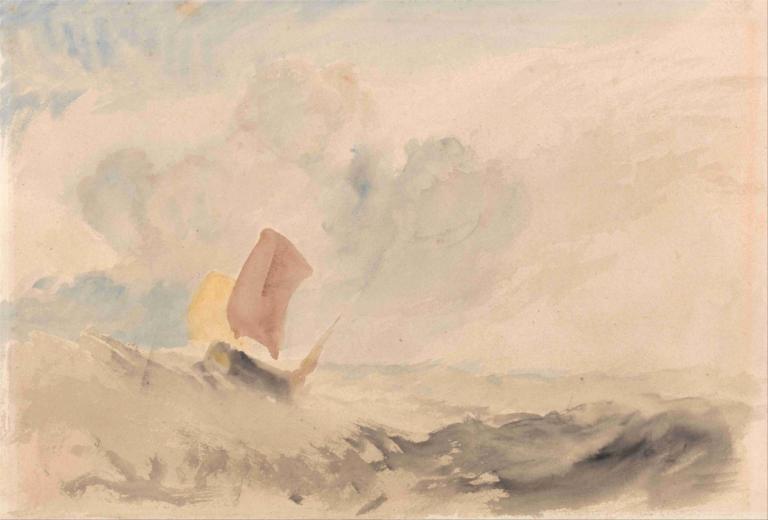 A Sea Piece, A Rough Sea with a Fishing Boat,Joseph Mallord William Turner,Oil Painting,Oil Painting, flag