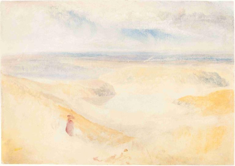 A Yorkshire River,Joseph Mallord William Turner,Oil Painting,Oil Painting, 1girl, solo, beach, outdoors, sand