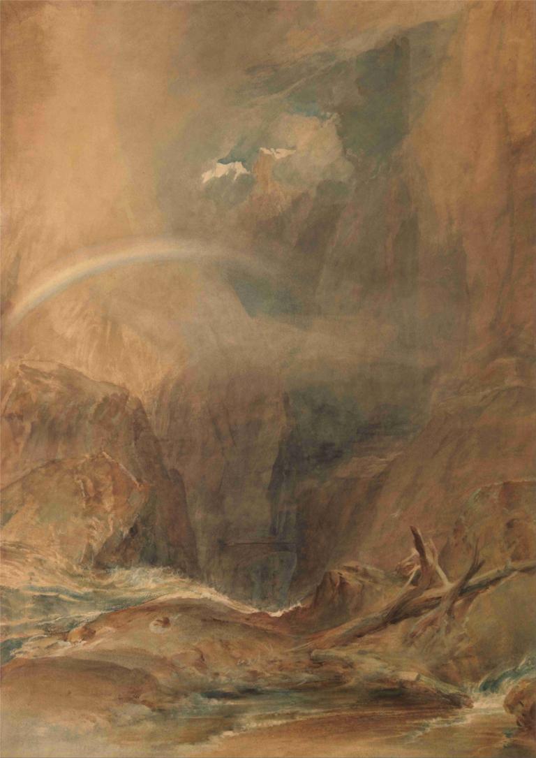 Devil's Bridge, Saint Gotthard's Pass,Joseph Mallord William Turner,Oil Painting,Oil Painting, water, scenery