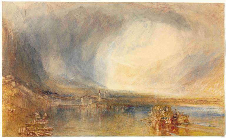 Flüelen, from the Lake of Lucerne,Flüelen, från Lucerne-sjön,Joseph Mallord William Turner,Oljemålning