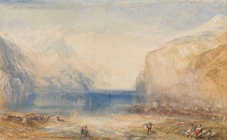 Fluelen- Morning,Joseph Mallord William Turner,Oil Painting,Oil Painting, scenery, outdoors, multiple boys