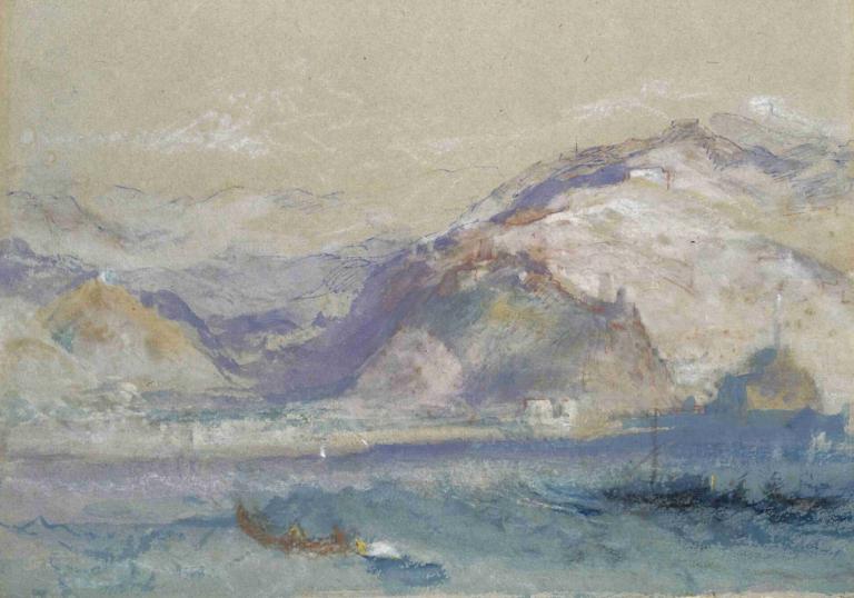 Genoa From The Sea,Denizden Cenova,Joseph Mallord William Turner,Yağlı boya,Yağlı boya, deniz taşıtları, bot