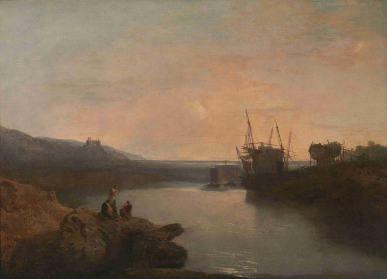 Harlech Castle, from Tygwyn Ferry, Summer's Evening Twilight,Joseph Mallord William Turner,Oil Painting