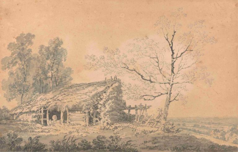 Landscape with Barn,Pokrajina s skednjem,Joseph Mallord William Turner,Bakrorez Jedkanica,Bakrorez Jedkanica