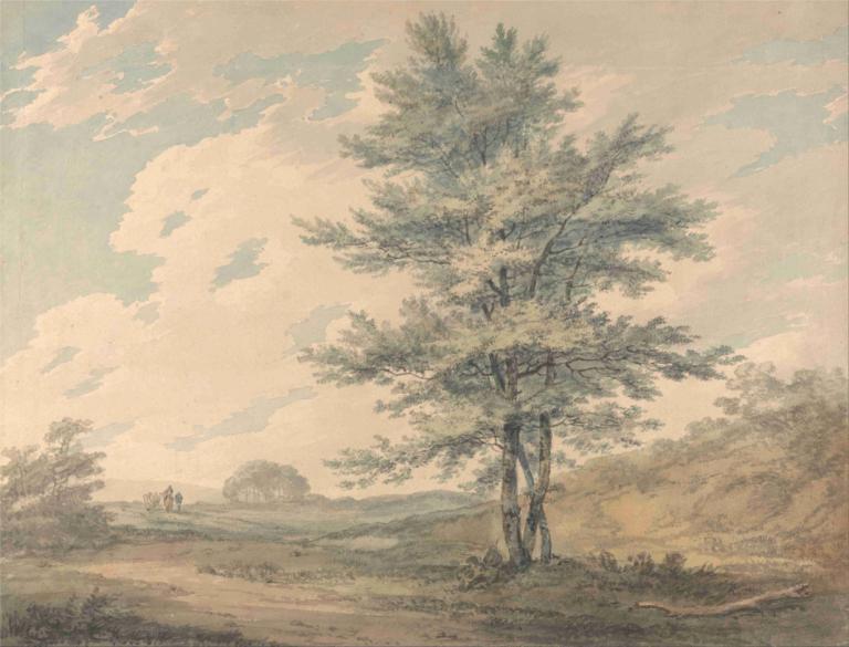 Landscape with Trees and Figures,Joseph Mallord William Turner,Oil Painting,Oil Painting, tree, outdoors