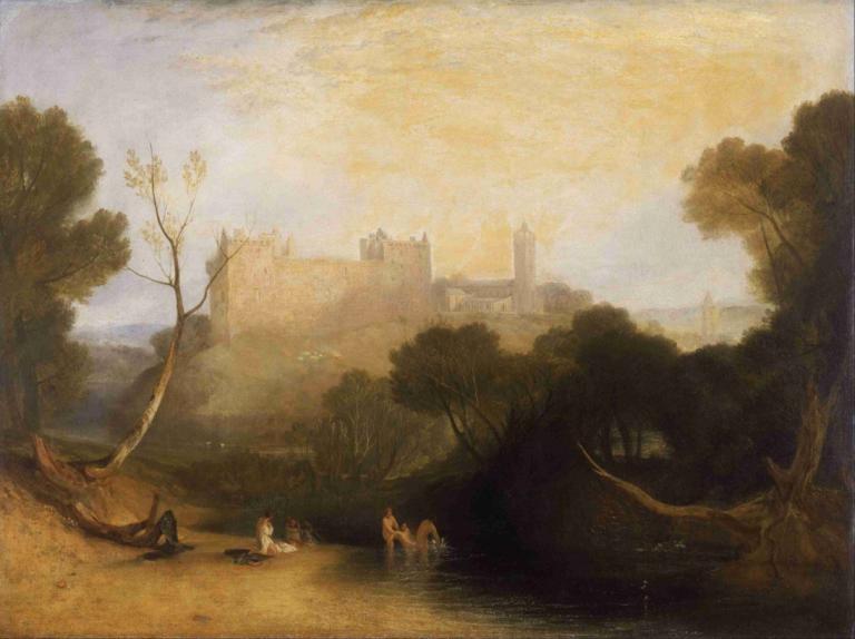 Linlithgow Palace,Παλάτι Linlithgow,Joseph Mallord William Turner,Ελαιογραφία,Ελαιογραφία, δέντρο, τοπίο