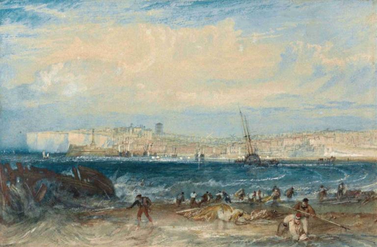 Margate,Joseph Mallord William Turner,Oljna slika,Oljna slika, vodno plovilo, ocean, ladja, na prostem