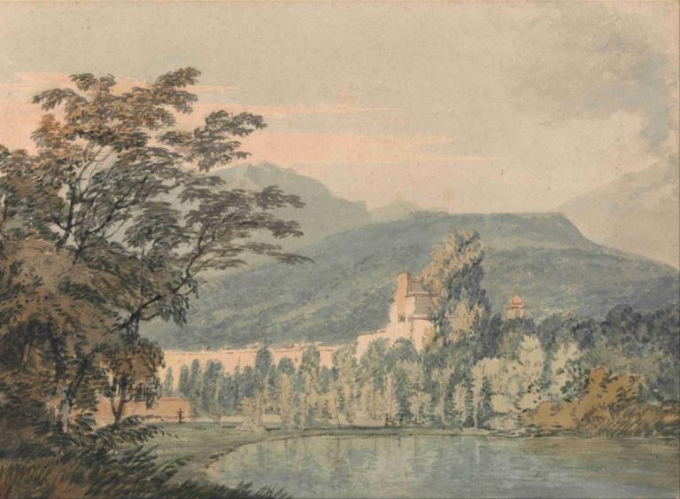 Sir William Hamilton's Villa,威廉·漢密爾頓爵士的別墅,Joseph Mallord William Turner,威廉·特納,油畫,油畫, 沒有人類, 風景, 戶外, 樹, 傳統媒體