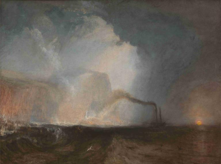 Staffa, Fingal's Cave,Fingal's Cave附近酒店,Joseph Mallord William Turner,威廉·特納,油畫,油畫, 風景, 沒有人類, 戶外, 雲, 天空, 多雲的天空