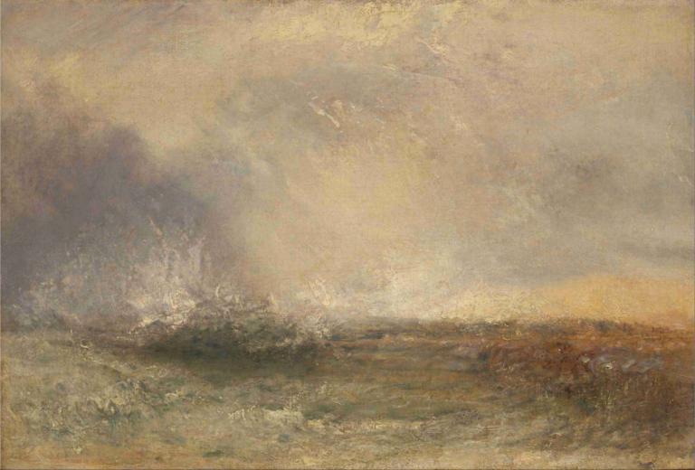 Stormy Sea Breaking on a Shore,海岸に打ち寄せる嵐の海,Joseph Mallord William Turner,ジョセフ・マロード・ウィリアム・ターナー,油絵,油絵, 人間がいない