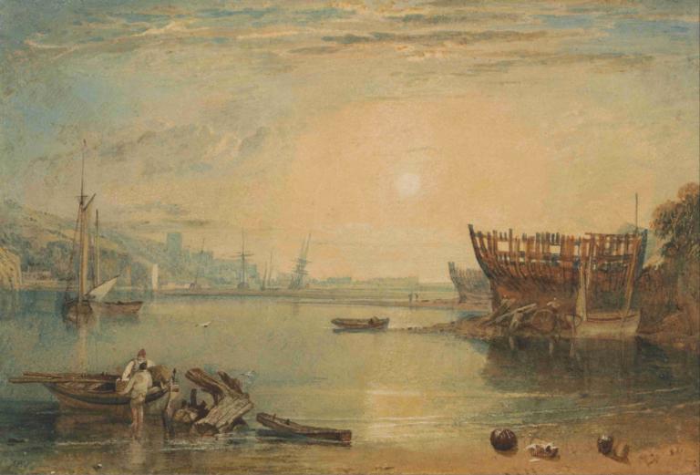 Teignmouth, Devonshire,テインマス, デヴォンシャー,Joseph Mallord William Turner,ジョセフ・マロード・ウィリアム・ターナー,油絵,油絵, 水上バイク, ボート