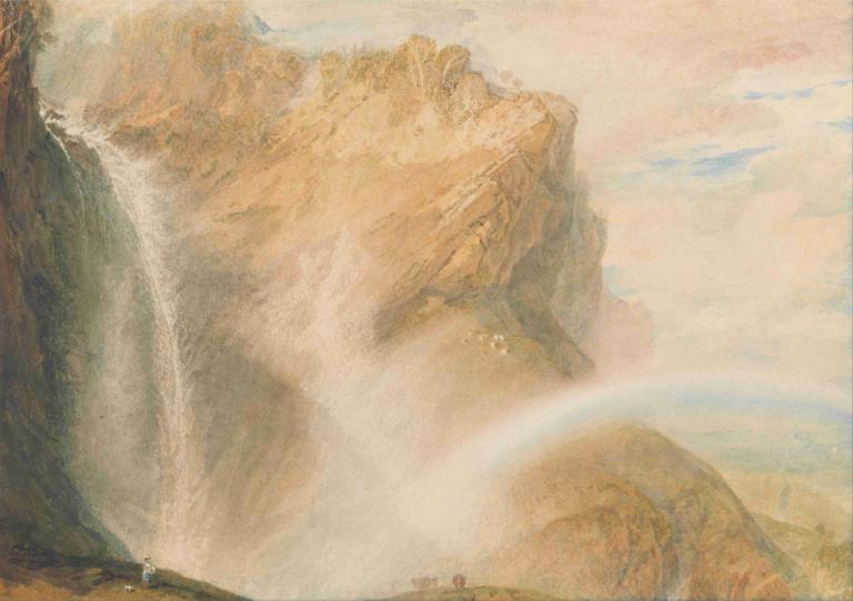 Upper Fall of the Reichenbach Rainbow,Øvre fald af Reichenbach-regnbuen,Joseph Mallord William Turner