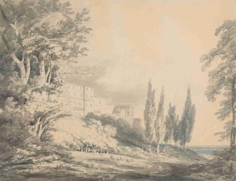 Villa d'Este,Вилла д'Эсте,Joseph Mallord William Turner,Джозеф Мэллорд Уильям Тернер,Офорт на медной пластине