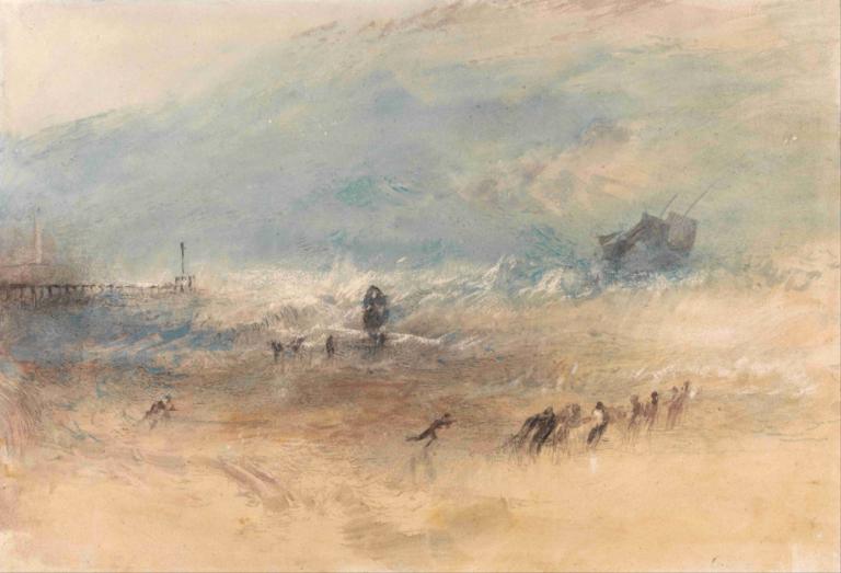 Yarmouth Sands,雅茅斯金沙,Joseph Mallord William Turner,约瑟夫-马洛德-威廉-透纳,油画,油画, 风景, 船只, 马, 传统媒体, 户外, 船, 多个男孩, 船, 绘画（中）