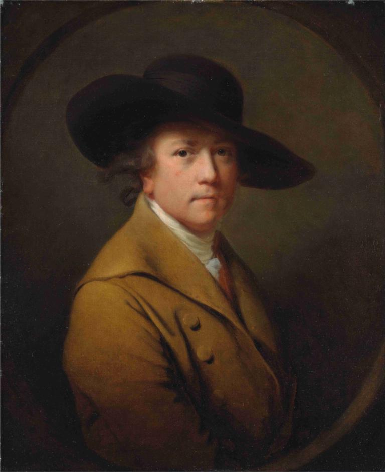 Self-Portrait,Selvportræt,Joseph Wright of Derby,Joseph Wright fra Derby,Oliemaleri,Oliemaleri, solo, hat