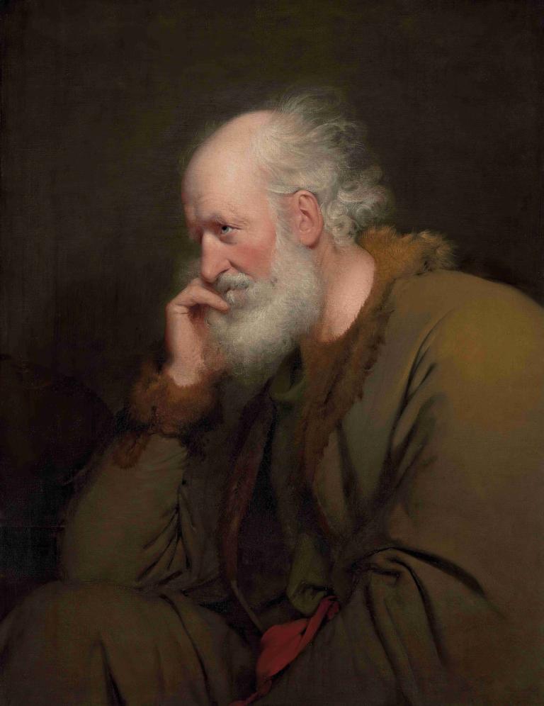 Study of an old man,Studie af en gammel mand,Joseph Wright of Derby,Joseph Wright fra Derby,Oliemaleri