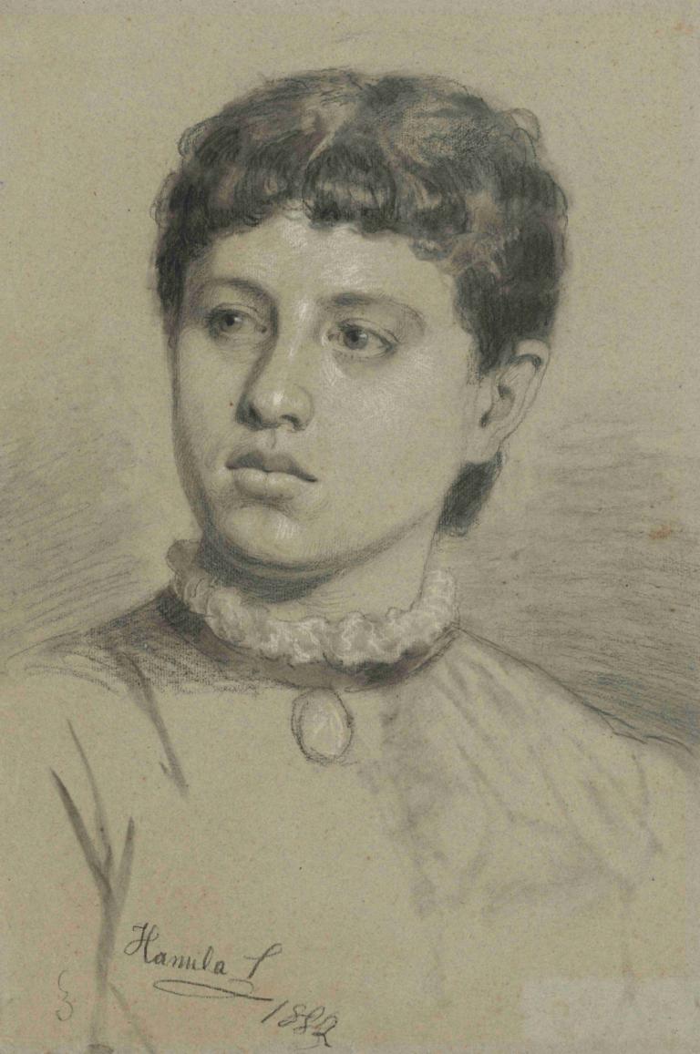 A study of a portrait of a girl,Studie zum Porträt eines Mädchens,Jozef Hanula,Skizze,Skizze, Solo, 1Junge