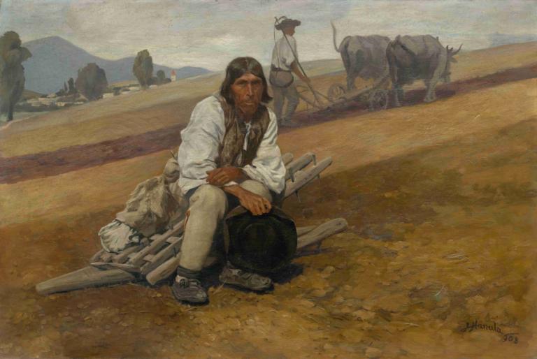 Native Land II,Jozef Hanula,Józef Hanula,Obraz olejny,Obraz olejny, na dworze, długie włosy, realistyczny