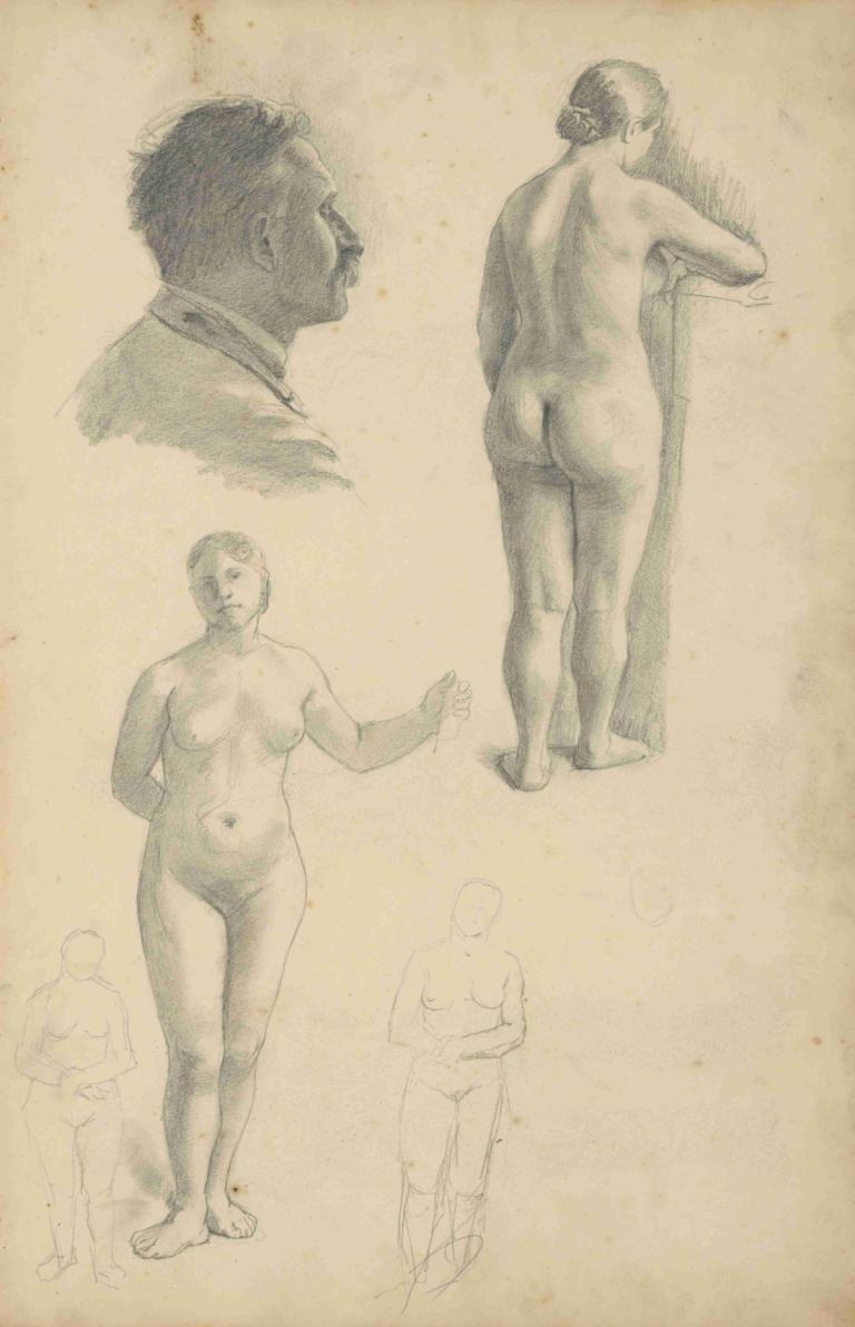 Sketchbook with figural studies,Skissbok med figurstudier,Jozef Hanula,Skiss,Skiss, naken, skiss, röv, 1 tjej