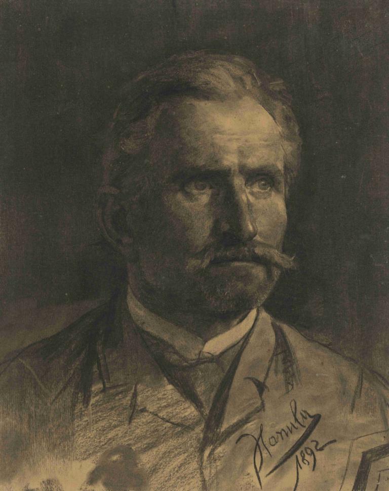 Study of a man’s head with a beard and mustache,Studie av ett manshuvud med skägg och mustasch,Jozef Hanula