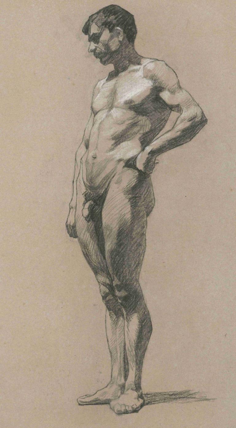 Study of a standing man,Studie av en stående mann,Jozef Hanula,Skisse,Skisse, solo, 1 gutt, mannlig fokus