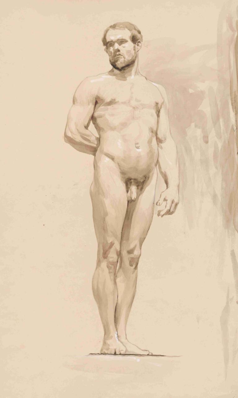 Study of a standing man,Studie av en stående mann,Jozef Hanula,Skisse,Skisse, mannlig fokus, 1 gutt, solo