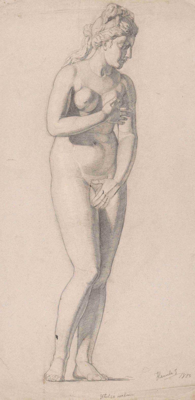 Study of a woman,Studie av en kvinne,Jozef Hanula,Skisse,Skisse, 1 jente, solo, bryster, monokrom, naken