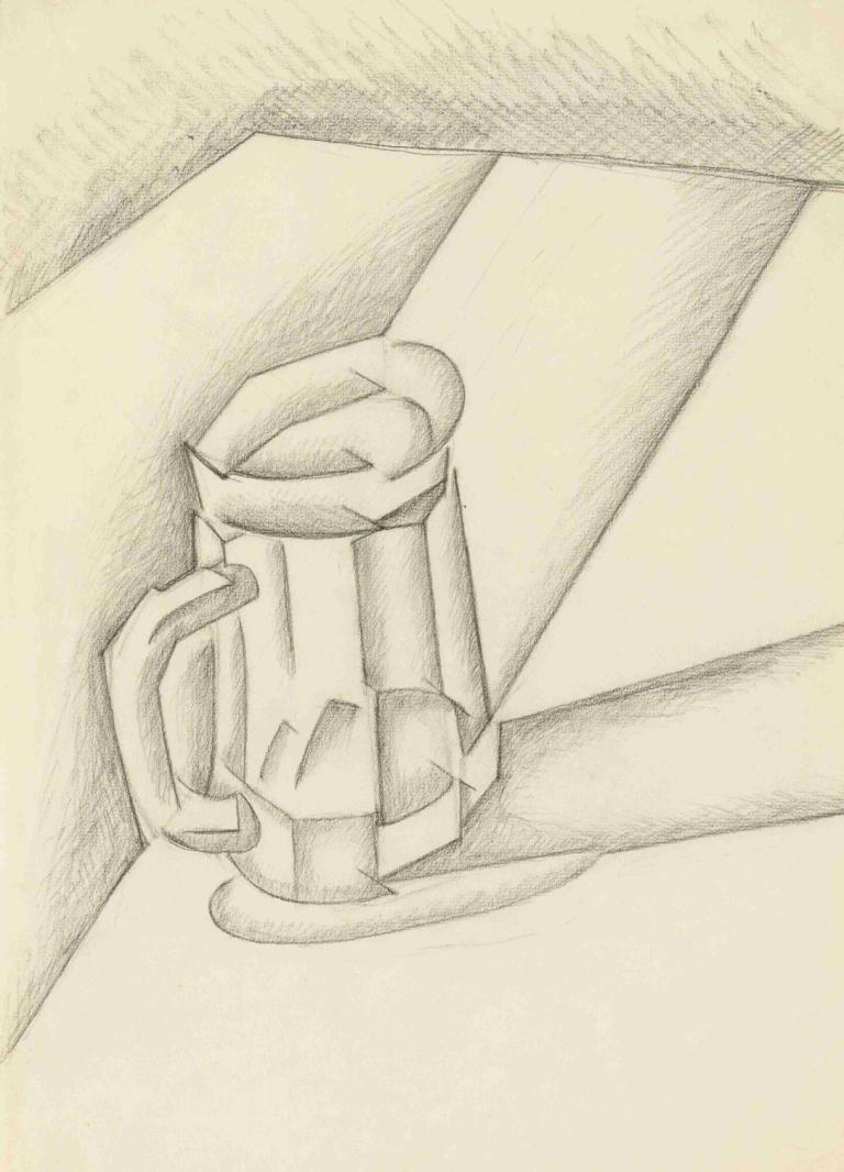 Bock De Bière,Juan Gris,Sketch,Sketch, monochrome, traditional media, solo, sketch, no humans