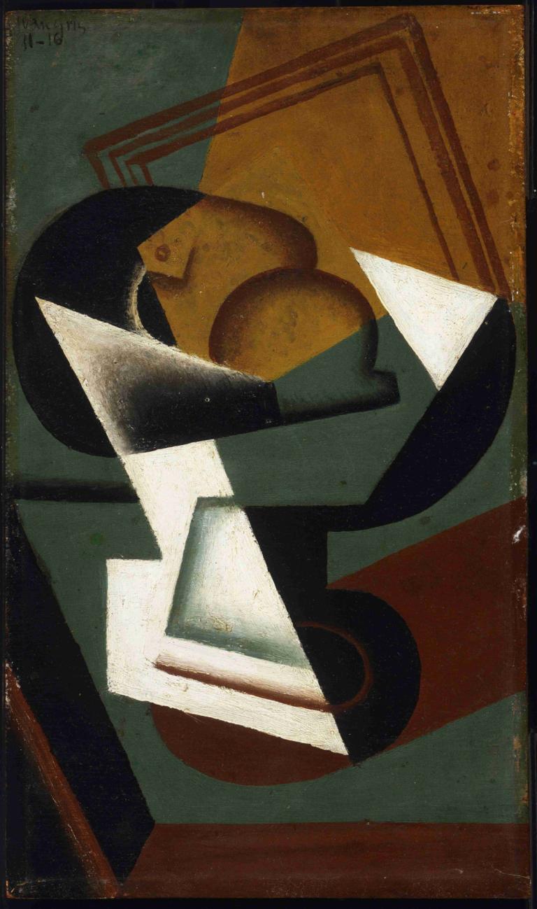 Dish of Fruit,Πιάτο φρούτων,Juan Gris,Ελαιογραφία,Ελαιογραφία, όχι ανθρώπους, μονοφωνία, σύνορο, σκιά