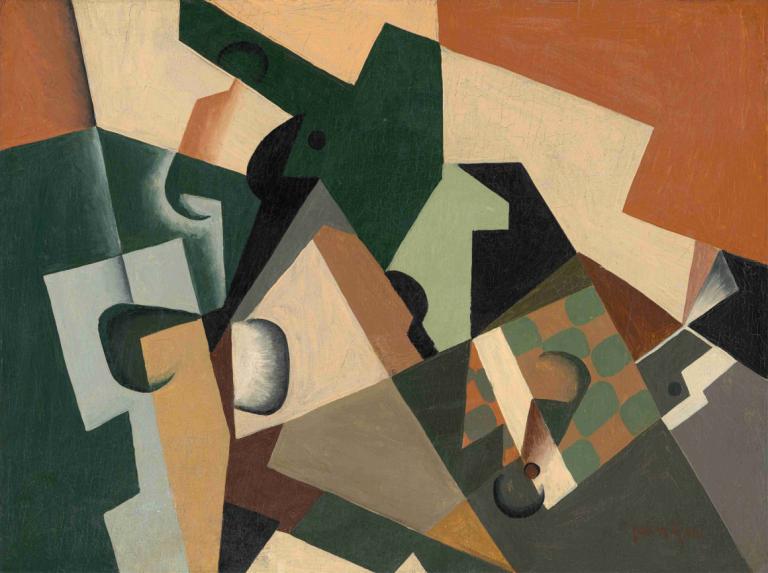 Glass and Checkerboard,Juan Gris,Oil Painting,Oil Painting, no humans, solo, pokemon (creature), black eyes