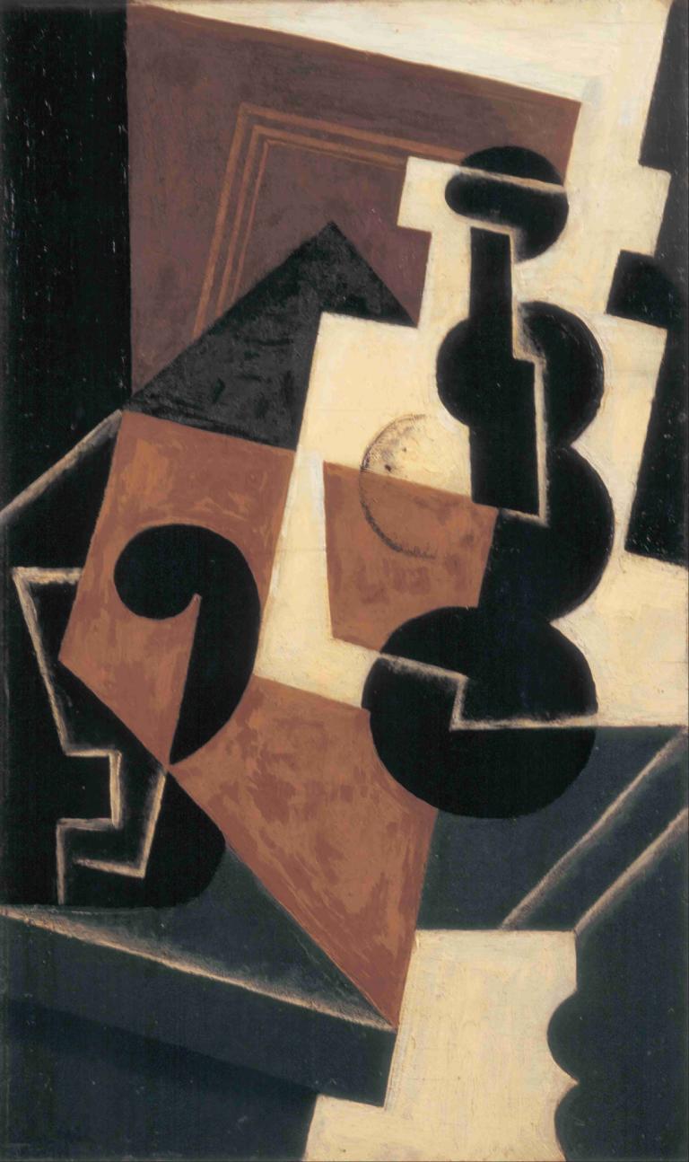 Glass and Water Bottle,Sklenice a láhev s vodou,Juan Gris,John Gray,Olejomalba,Olejomalba, žádní lidé, dveře