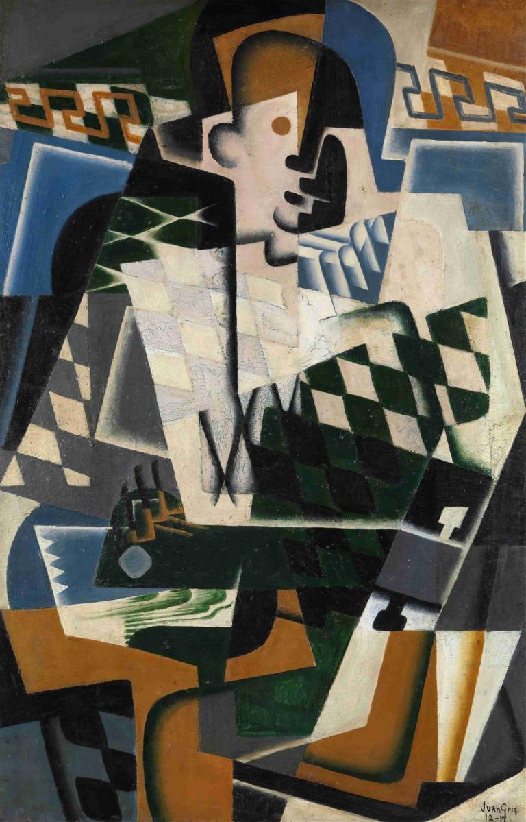 Harlequin with a Guitar,Αρλεκίνος με κιθάρα,Juan Gris,Ελαιογραφία,Ελαιογραφία, παραδοσιακά μέσα