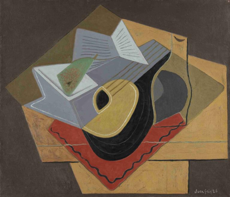 La Mandoline Noire,Juan Gris,Oljemålning,Oljemålning, inga människor, fortfarande liv, skugga, papper