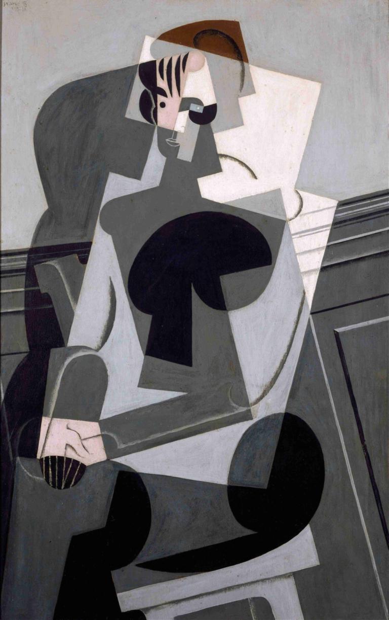 Portrait of Josette Gris,乔塞特-格里斯肖像,Juan Gris,胡安-格里斯,油画,油画, 独奏, 阴影, 1个女孩, 长袖, 看着观众