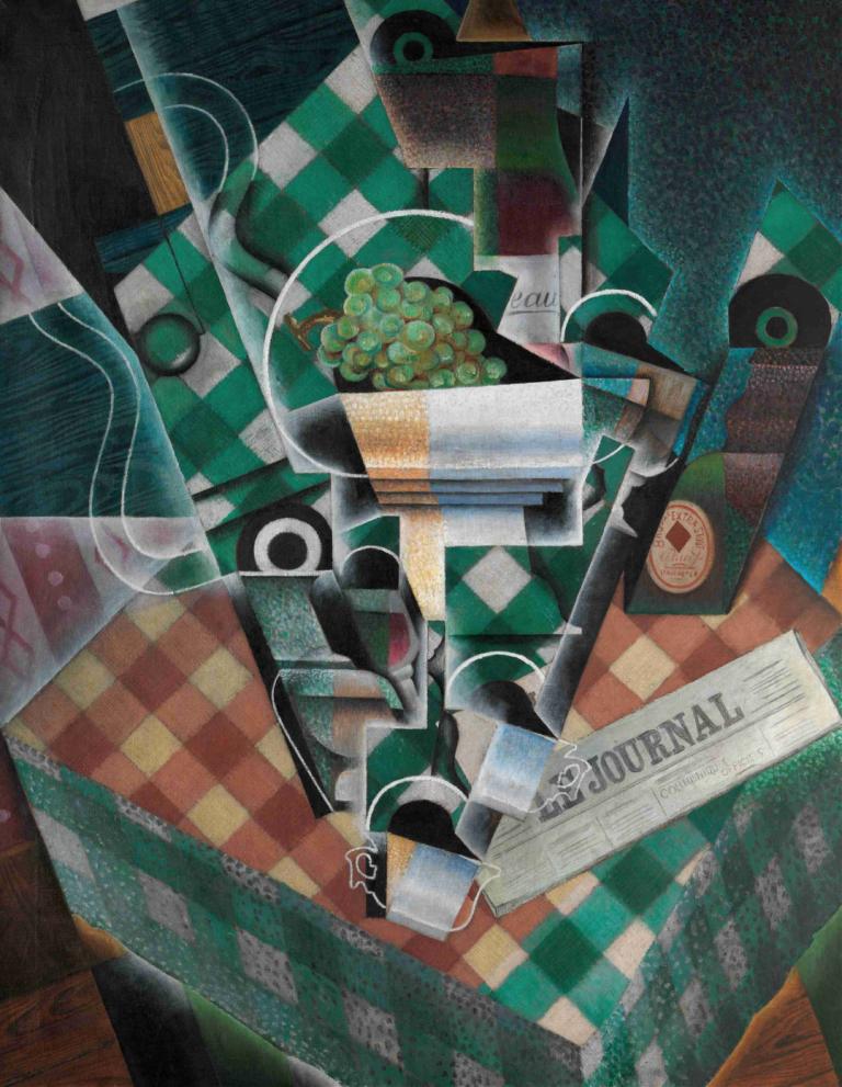 Still Life with Checked Tablecloth,Negibna narava s preverjenim namiznim prtom,Juan Gris,Oljna slika