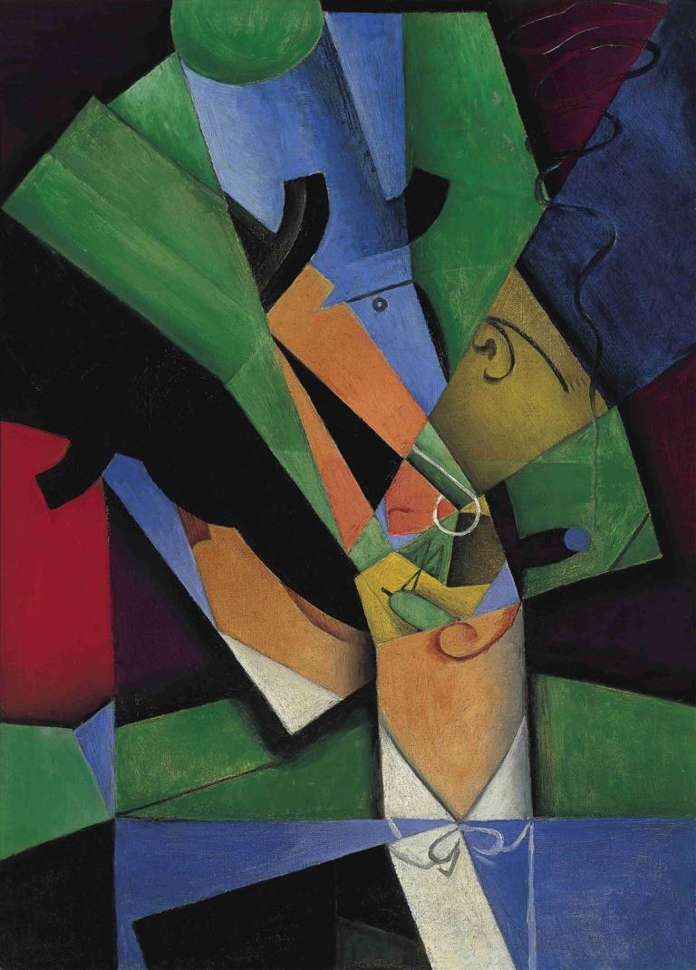 The Smoker,흡연자,Juan Gris,후안 그리스,오일 페인팅,오일 페인팅, 남성 집중, 독주, 반사, 1남