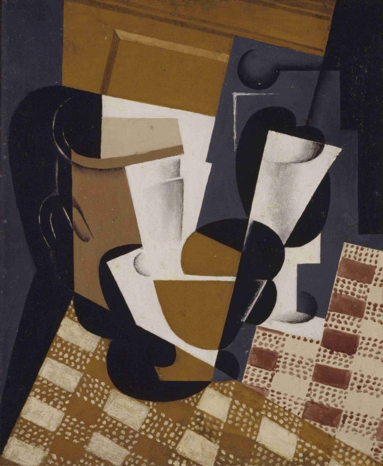 Wine Jug and Glass,Bình rượu và ly rượu.,Juan Gris,- Juan Gris.,Tranh sơn dầu,Tranh sơn dầu